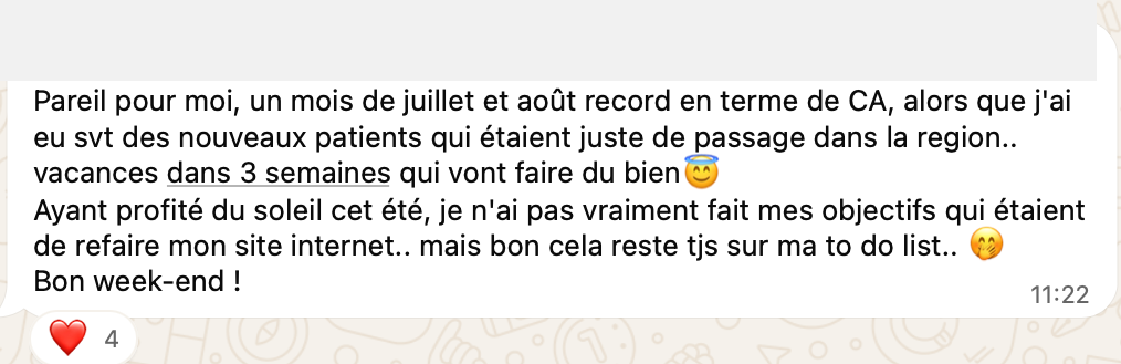 Message d'un élève : juillet et août record en chiffre d'affaires
